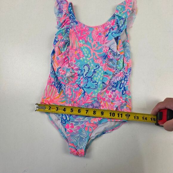 Lilly Pullitzer Lisa One-Piece Swimsuit Girls Sz 8 Pink Blue Beach Swim Wear - Picture 3 of 8